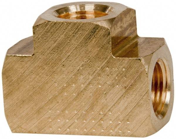 Parker - 1/8 Female Thread, Brass Industrial Pipe Female Tee - FNPTF, 1,000 psi - Eagle Tool & Supply