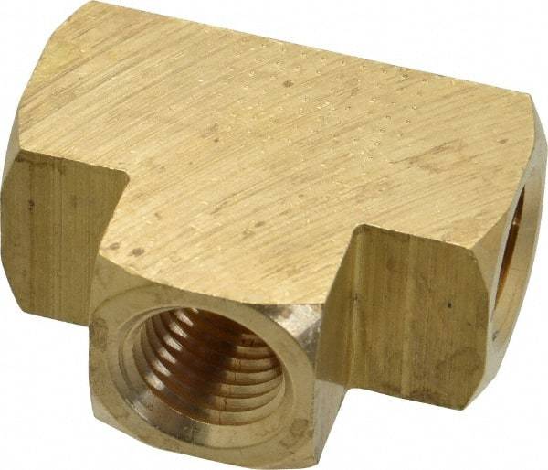Parker - 1/4 Female Thread, Brass Industrial Pipe Female Tee - FNPTF, 1,000 psi - Eagle Tool & Supply