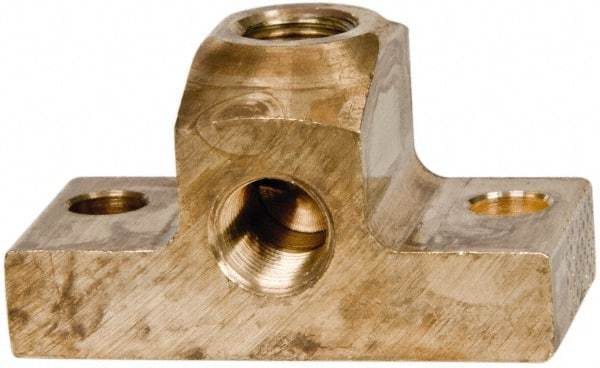 Parker - 1/8 Female Thread, Brass Industrial Pipe 90° Drop Ear Elbow - FNPTF, 1,000 psi - Eagle Tool & Supply