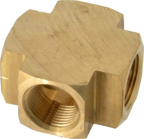 Parker - 3/4 Female Thread, Brass Industrial Pipe Female Cross - FNPTF, 1,000 psi - Eagle Tool & Supply
