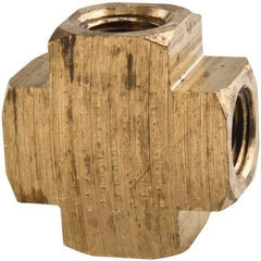 Parker - 1/8 Female Thread, Brass Industrial Pipe Female Cross - FNPTF, 1,000 psi - Eagle Tool & Supply
