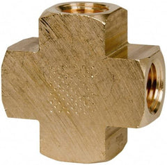 Parker - 1/4 Female Thread, Brass Industrial Pipe Female Cross - FNPTF, 1,000 psi - Eagle Tool & Supply