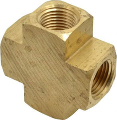 Parker - 1/2 Female Thread, Brass Industrial Pipe Female Cross - FNPTF, 1,000 psi - Eagle Tool & Supply