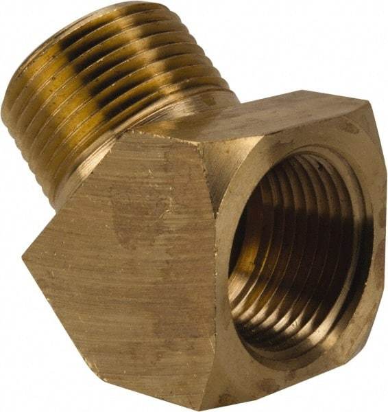 Parker - 3/4 Male Thread x 3/4 Female Thread, Brass Industrial Pipe 45° Street Elbow - MNPTF x FNPTF, 1,000 psi - Eagle Tool & Supply