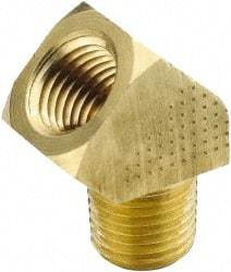 Parker - 1/4 Male Thread x 1/4 Female Thread, Brass Industrial Pipe 45° Street Elbow - MNPTF x FNPTF, 1,000 psi - Eagle Tool & Supply