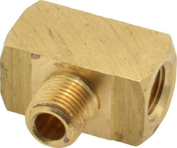 Parker - 1/8 Male Thread x 1/8 Female Thread, Brass Industrial Pipe Male Branch Tee - MNPTF x FNPTF, 1,000 psi - Eagle Tool & Supply
