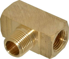 Parker - 1/2 Male Thread x 1/2 Female Thread, Brass Industrial Pipe Male Branch Tee - MNPTF x FNPTF, 1,000 psi - Eagle Tool & Supply