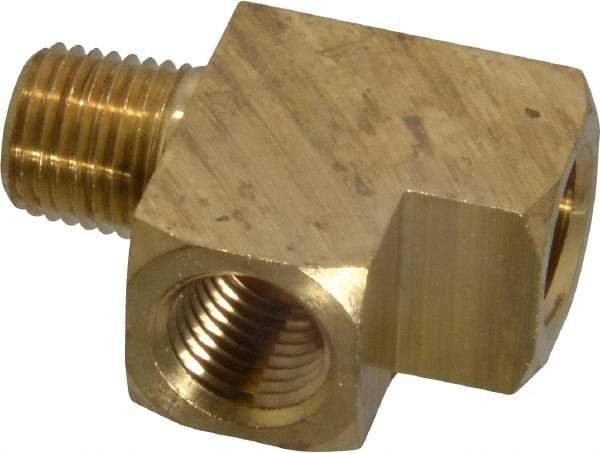 Parker - 1/4 Male Thread x 1/4 Female Thread, Brass Industrial Pipe Street Tee - MNPTF x FNPTF, 1,000 psi - Eagle Tool & Supply