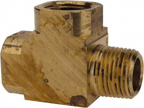 Parker - 3/8 Male Thread x 3/8 Female Thread, Brass Industrial Pipe Street Tee - MNPTF x FNPTF, 1,000 psi - Eagle Tool & Supply