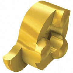 Iscar - 11200R100GIQL Grade IC528, 2mm Cutting Width Carbide Grooving Insert - 2.3mm Max Depth of Cut, Left Hand, 1mm Corner Radius, TiCN/TiN Finish - Eagle Tool & Supply