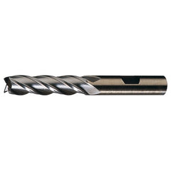 1/2″ × 1/2″ × 2″ × 4″ RHS / RHC HSS-CO 8% (M42) Cobalt, Single End, 4-Flute, Center Cutting End Mill - TiN - Exact Industrial Supply