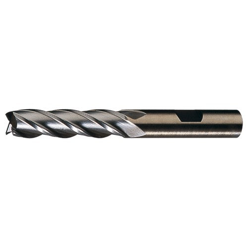 ‎1/2″ × 1/2″ × 1-1/4″ × 3-1/4″ RHS / RHC HSS-CO 8% (M42) Cobalt, Single End, 4-Flute, Center Cutting End Mill - TiN - Exact Industrial Supply