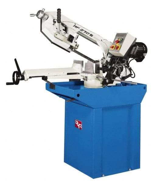 Enco - 9-3/8 x 6-1/4" Max Capacity, Manual Geared Head Horizontal Bandsaw - 138 & 276 SFPM Blade Speed, 220 Volts, 45 & 60°, 1.5 hp, 3 Phase - Eagle Tool & Supply