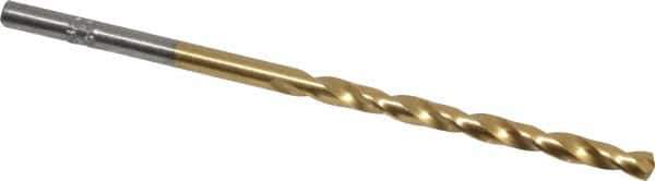 Chicago-Latrobe - #35 135° Cobalt Jobber Drill - TiN Finish, Right Hand Cut, Spiral Flute, Straight Shank, 2-5/8" OAL, Split Point - Eagle Tool & Supply