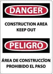 NMC - "Danger - Construction Area - Keep Out", 14" Long x 10" Wide, Rigid Plastic Safety Sign - Rectangle, 0.05" Thick, Use for Security & Admittance - Eagle Tool & Supply