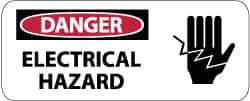 NMC - "Danger - Electrical Hazard", 7" Long x 17" Wide, Pressure-Sensitive Vinyl Safety Sign - Rectangle, 0.004" Thick, Use for Accident Prevention - Eagle Tool & Supply