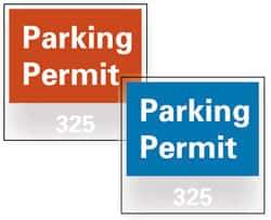 NMC - Parking Permit (001-100), 3 Inch Wide x 3 Inch High, Vinyl Traffic Sign - Blue, Square - Eagle Tool & Supply