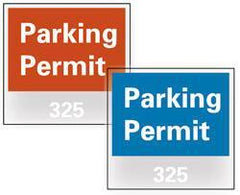 NMC - Parking Permit (101-200), 3 Inch Wide x 3 Inch High, Vinyl Traffic Sign - Blue, Square - Eagle Tool & Supply