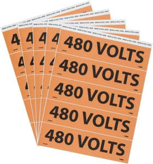 NMC - Electrical Markers Label - Legend: 480 Volts, English, Black & Orange, 9" Long x 2-1/4" High, Sign Muscle Finish - Eagle Tool & Supply