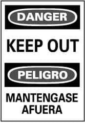 NMC - "Danger - Keep Out", 20" Long x 14" Wide, Pressure-Sensitive Vinyl Safety Sign - Rectangle, 0.004" Thick, Use for Accident Prevention - Eagle Tool & Supply