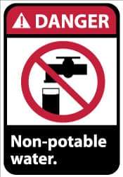 NMC - "Danger - Non-Potable Water", 14" Long x 10" Wide, Aluminum Safety Sign - Rectangle, 0.04" Thick, Use for Restroom, Janitorial & Housekeeping - Eagle Tool & Supply