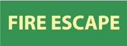 NMC - Fire Escape, Plastic Fire Sign - 14" Wide x 5" High, Glow-in-the-Dark - Eagle Tool & Supply