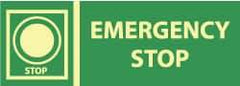 NMC - "Emergency Stop", 5" Long x 14" Wide, Rigid Plastic Safety Sign - Rectangle, 0.05" Thick, Use for Accident Prevention - Eagle Tool & Supply