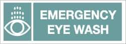 NMC - "Emergency Eye Wash", 5" Long x 14" Wide, Rigid Plastic Safety Sign - Rectangle, 0.05" Thick, Use for First Aid - Eagle Tool & Supply