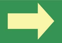 NMC - Right Arrow (Graphic), Plastic Exit Sign - 10" Wide x 7" High, Glow-in-the-Dark - Eagle Tool & Supply