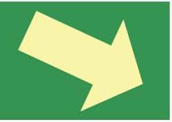 NMC - Right Down Arrow (Graphic), Plastic Exit Sign - 10" Wide x 7" High, Glow-in-the-Dark - Eagle Tool & Supply