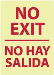 NMC - No Exit, Pressure Sensitive Vinyl Exit Sign - 14" Wide x 20" High, English/Spanish, Glow-in-the-Dark - Eagle Tool & Supply