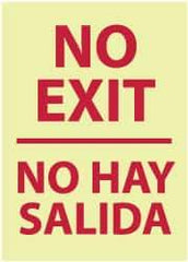 NMC - No Exit, Pressure Sensitive Vinyl Exit Sign - 14" Wide x 20" High, English/Spanish, Glow-in-the-Dark - Eagle Tool & Supply