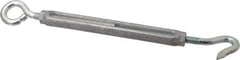 Made in USA - 144 (Eye) & 174 (Hook) Lb Load Limit, 3/8" Thread Diam, 2-7/8" Take Up, Aluminum Hook & Eye Turnbuckle - 6-7/8" Body Length, 1/4" Neck Length, 11-3/8" Closed Length - Eagle Tool & Supply