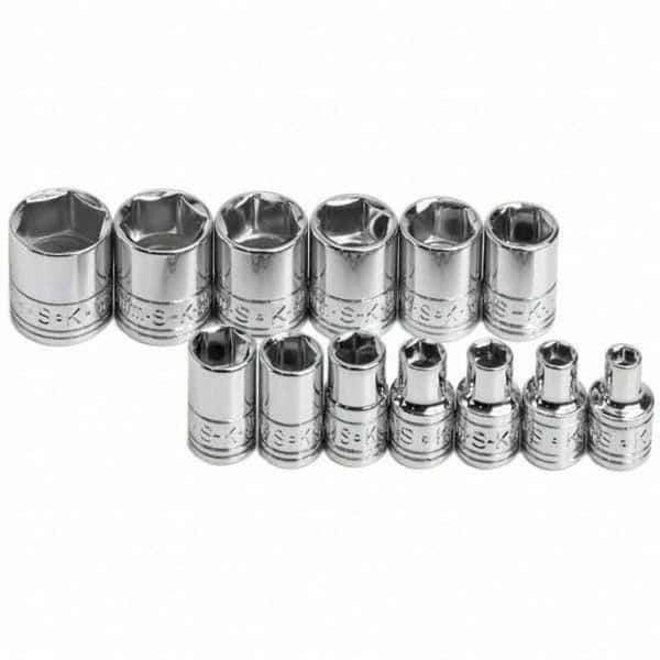 SK - 1/4" Drive Standard Socket Set - 4 to 15mm, Metric Measurement Standard - Eagle Tool & Supply