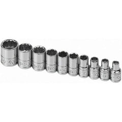 SK - 1/4" Drive Standard Socket Set - 3/16 to 9/16", Inch Measurement Standard - Eagle Tool & Supply