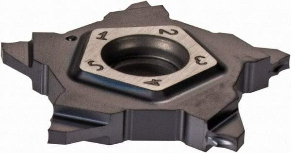 Iscar - 24N120PENTA Grade IC908, 1.19mm Cutting Width Carbide Grooving Insert - 2.01mm Max Depth of Cut, Neutral, TiN/TiAlN Finish - Eagle Tool & Supply