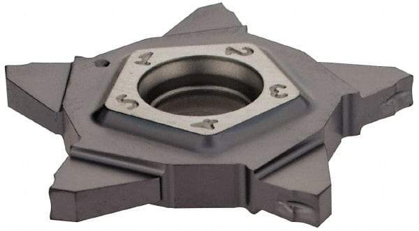 Iscar - PENTA24N196 IC908 Grade, 0.0772" Cutting Width, Carbide Cutoff Insert - Neutral Lead Angle, 0.0059" Cnr Rad, TiAlN Coated - Eagle Tool & Supply
