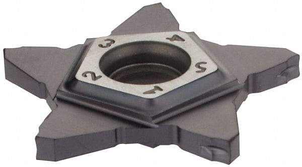 Iscar - 24N200J020PENTA J Grade IC908, 2mm Cutting Width Carbide Grooving Insert - 6mm Max Depth of Cut, Neutral, 0.2mm Corner Radius, TiAlN Finish - Eagle Tool & Supply
