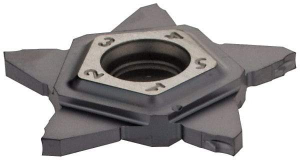Iscar - 24N150J010PENTA J Grade IC908, 1.5mm Cutting Width Carbide Grooving Insert - 5mm Max Depth of Cut, Neutral, 0.1mm Corner Radius, TiAlN Finish - Eagle Tool & Supply