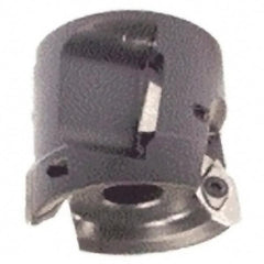 Iscar - 4 Inserts, 2-1/2" Cut Diam, 1" Arbor Diam, 1.18" Max Depth of Cut, Indexable Square-Shoulder Face Mill - 0/90° Lead Angle, 2.16" High, HM90 APCR 1605 Insert Compatibility, Through Coolant, Series Helialu - Eagle Tool & Supply