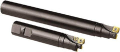 Seco - 32mm Cut Diam, 12mm Max Depth of Cut, 32mm Shank Diam, 235mm OAL, Indexable Square Shoulder End Mill - CCMX 1204, SPMX 12T3 Inserts, Cylindrical Shank, 90° Lead Angle - Eagle Tool & Supply
