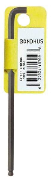 Bondhus - 5/16" Hex, Short Arm, Ball End Hex Key - 6-5/16" OAL, Protanium High Torque Steel, Inch System of Measurement - Eagle Tool & Supply