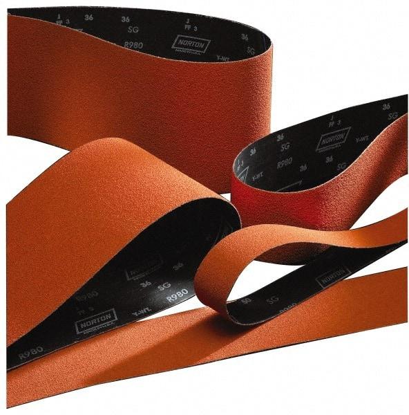 Norton - 3/4" Wide x 20-1/2" OAL, 40 Grit, Ceramic Abrasive Belt - Ceramic, Coarse, Coated, Y Weighted Cloth Backing, Series R980 - Eagle Tool & Supply