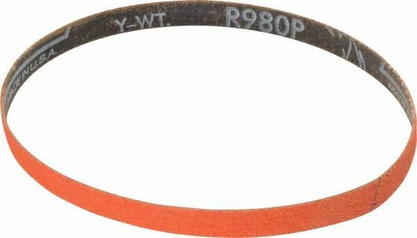 Norton - 1/2" Wide x 18" OAL, 60 Grit, Ceramic Abrasive Belt - Ceramic, Medium, Coated, Y Weighted Cloth Backing, Series R980 - Eagle Tool & Supply