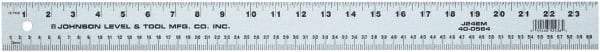 Johnson Level & Tool - 48" Long, 1/8, 1/16" and 2mm Graduation, Aluminum Rule - English/Metric Graduation Style, Gray, Anodized Finish - Eagle Tool & Supply