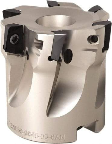 Seco - 5 Inserts, 50mm Cut Diam, 22mm Arbor Diam, 8mm Max Depth of Cut, Indexable Square-Shoulder Face Mill - 90° Lead Angle, 40mm High, XO.. 0903 Insert Compatibility, Through Coolant, Series Micro Turbo - Eagle Tool & Supply