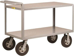 Little Giant - 1,500 Lb Capacity, 30" Wide x 66" Long x 38-1/2" High Shelf Cart - 2 Shelf, Steel, 2 Rigid/2 Swivel Casters - Eagle Tool & Supply