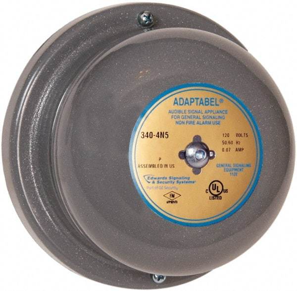 Edwards Signaling - 4" Diam, 24 VAC Bell - 0.31 Amps, 88 Decibles at 10', Vibrating, Waterproof - Eagle Tool & Supply