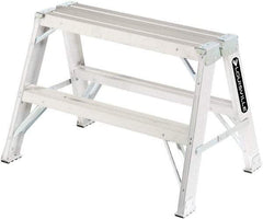 Louisville - 3 Steps, 3' High, Type IA Rating, Aluminum Sawhorse Ladder - 300 Lb Capacity, 34-3/4" Base Width - Eagle Tool & Supply