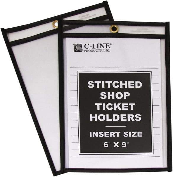 C-LINE - 25 Piece Clear Stitched Shop Ticket Holder - 9" High x 6" Wide - Eagle Tool & Supply